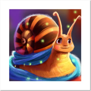 Cute Snail Drawing Posters and Art